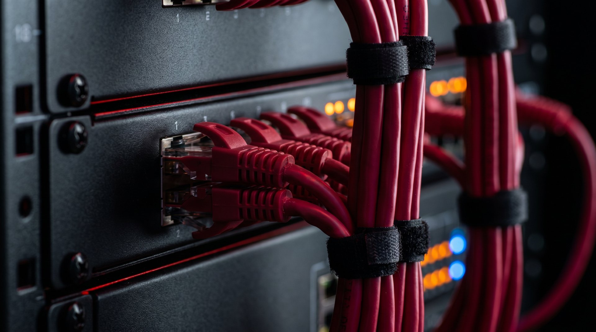 Structured fiber cabling terminated at a patch panel